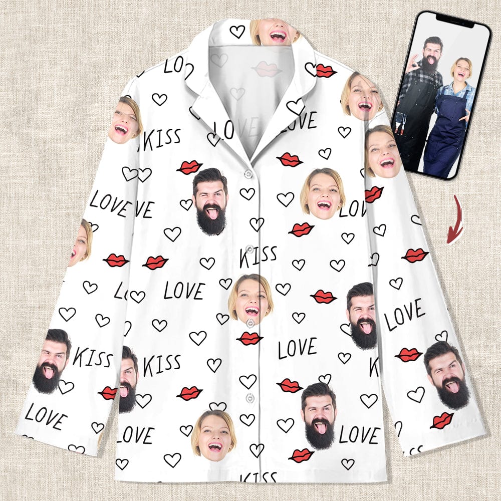GeckoCustom Custom Photo For Couple Pajamas TA29 888855 For Adult / Only Shirt / S