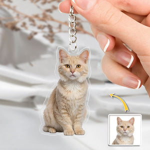 GeckoCustom Custom Photo For Dog Cat Lover Acrylic Keychain TH10 892309 60mmW x 40mmH