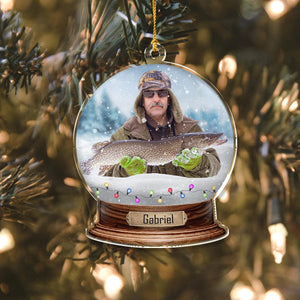 GeckoCustom Custom Photo For Fishing Lovers Snowglobe Acrylic Ornament HA75 891612