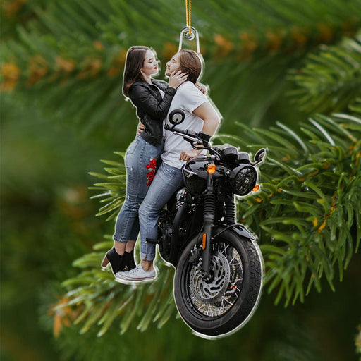 GeckoCustom Custom Photo For Motorcycle Couple Acrylic Ornament N304 889820