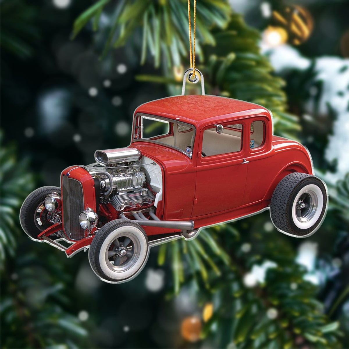 GeckoCustom Custom Photo For Rad Rod Engine Build Lovers Acrylic Ornament N304 889822 Combo Ornament + Metal Sign (12"x18") (10% OFF) / 3.5"