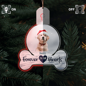 GeckoCustom Custom Photo Forever In My Heart Memorial Dog Led Acrylic Ornament HA75 891724 3 inches