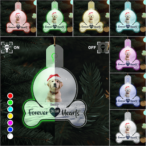 GeckoCustom Custom Photo Forever In My Heart Memorial Dog Led Acrylic Ornament HA75 891724 3 inches