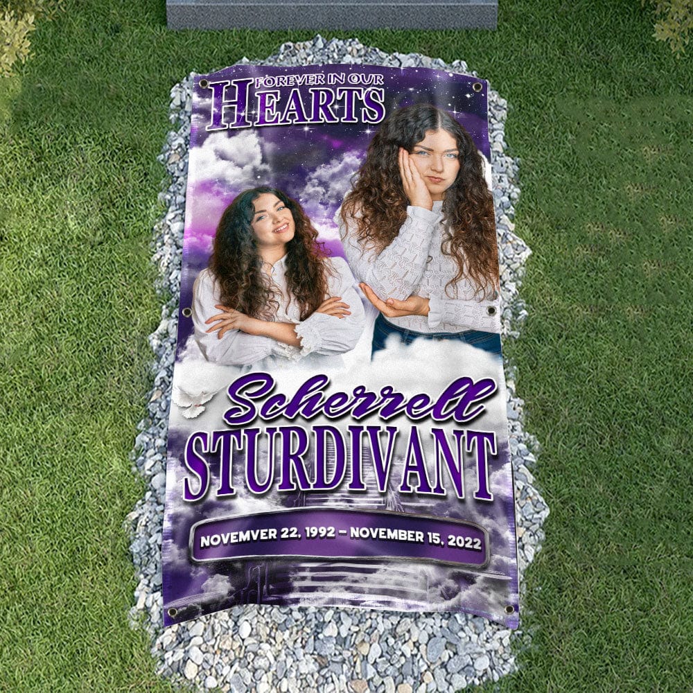 GeckoCustom Custom Photo Forever In Our Hearts Memorial Grave Blanket N369 890268