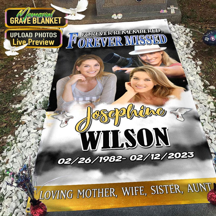 GeckoCustom Custom Photo Forever In Our Hearts Memorial Grave Blanket N369 890325