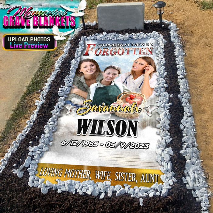 GeckoCustom Custom Photo Forever In Our Hearts Memorial Grave Blanket N369 890325