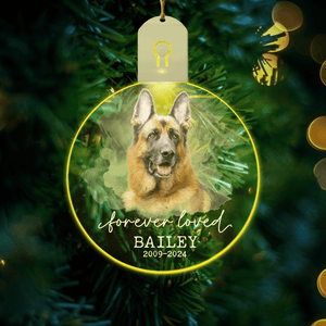 GeckoCustom Custom Photo Forever Love Dog Christmas Circle Led Acrylic Ornament HO82 893258 3 inches