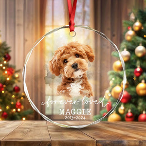 GeckoCustom Custom Photo Forever Love Dog Christmas Glass Ornament HO82 891711