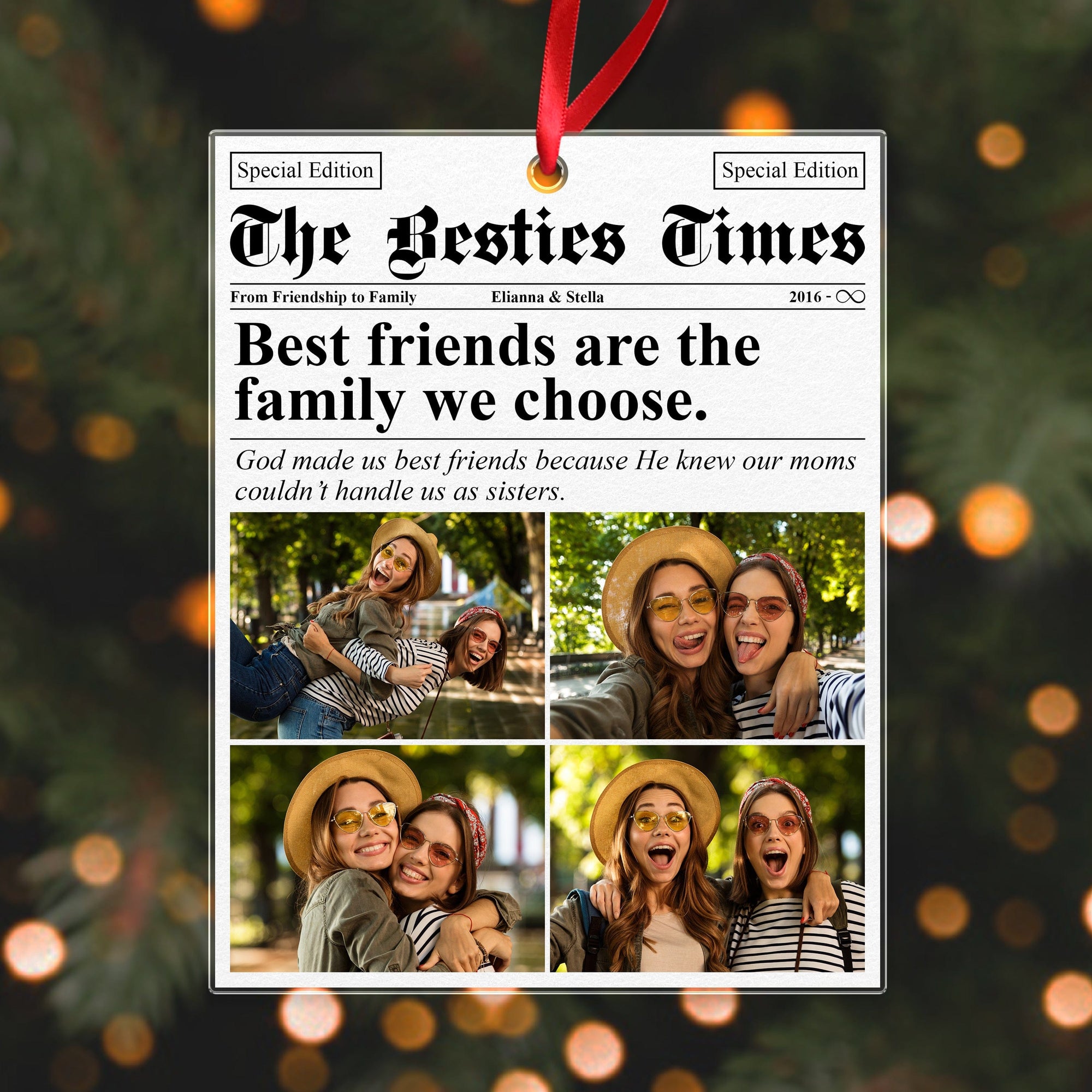 GeckoCustom Custom Photo Friendship Gifts Newspaper Besties Acrylic Ornament HO82 N304 893320