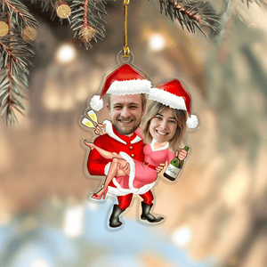 GeckoCustom Custom Photo Funny Christmas Couple Acrylic Ornament HA75 891438