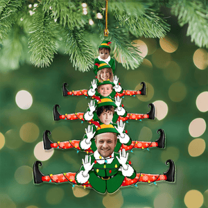 GeckoCustom Custom Photo Funny Elf Family Christmas Tree Acrylic Ornament HO82 893334