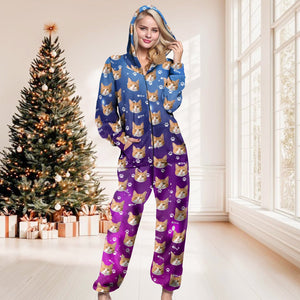 GeckoCustom Custom Photo Galaxy Onesie Pajamas For Cat Lovers HO82 893232