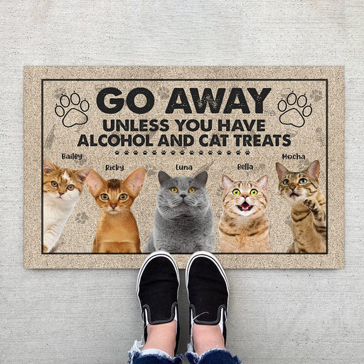 GeckoCustom Custom Photo Go Away Unless You Have Alcohol And Cat Treats Funny Cartoon Doormat N304 889712