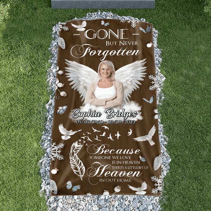 GeckoCustom Custom Photo Gone But Never Forgotten Grave Memorial Blanket N369 890481