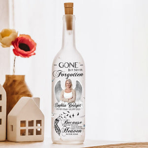 GeckoCustom Custom Photo Gone But Never Forgotten Memorial Bottle Lamp HA75 891872 13 x 2.9 in