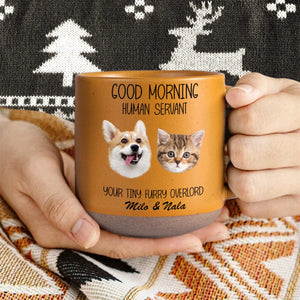 GeckoCustom Custom Photo Good Morning Human Servant Dog Cat Pottery Mug TH10 892091 12oz