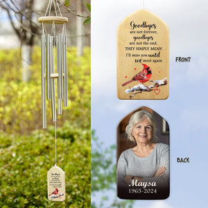 GeckoCustom Custom Photo Goodbyes Are Not Forever Memorial Wind Chimes TH10 891651 Natural - Black Text