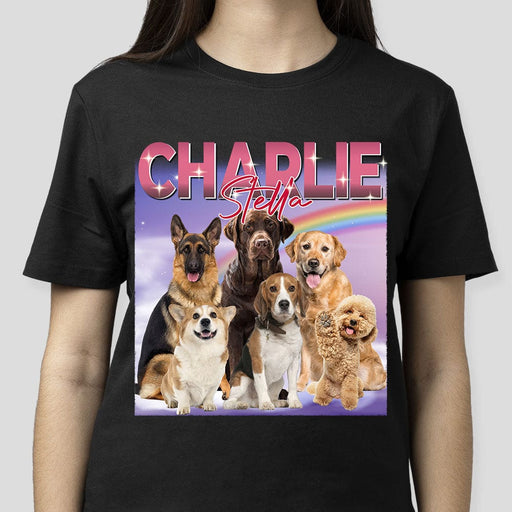 GeckoCustom Custom Photo Gradient Name For Dog Lover Shirt T368 889695 Women Tee / Black Color / S