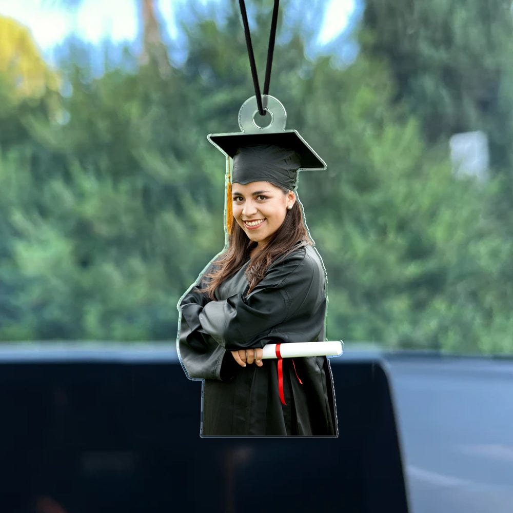 GeckoCustom Custom Photo Graduation Gift For Family Member Car Hanging HA75 891868 3"H x 1.5"W