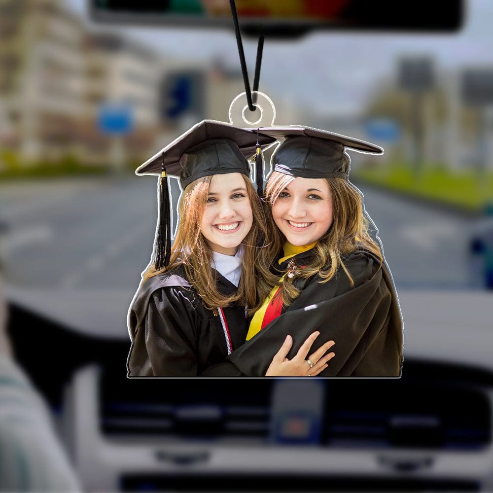 GeckoCustom Custom Photo Graduation Gift For Family Member Car Hanging HA75 891868 3"H x 1.5"W