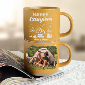 GeckoCustom Custom Photo Happy Campers Couple Pottery Mug TH10 892173 12oz