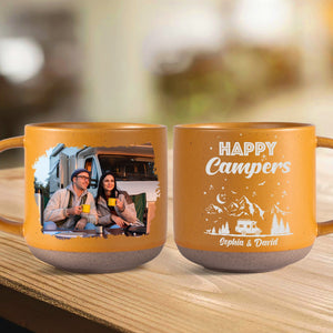 GeckoCustom Custom Photo Happy Campers Couple Pottery Mug TH10 892173 12oz