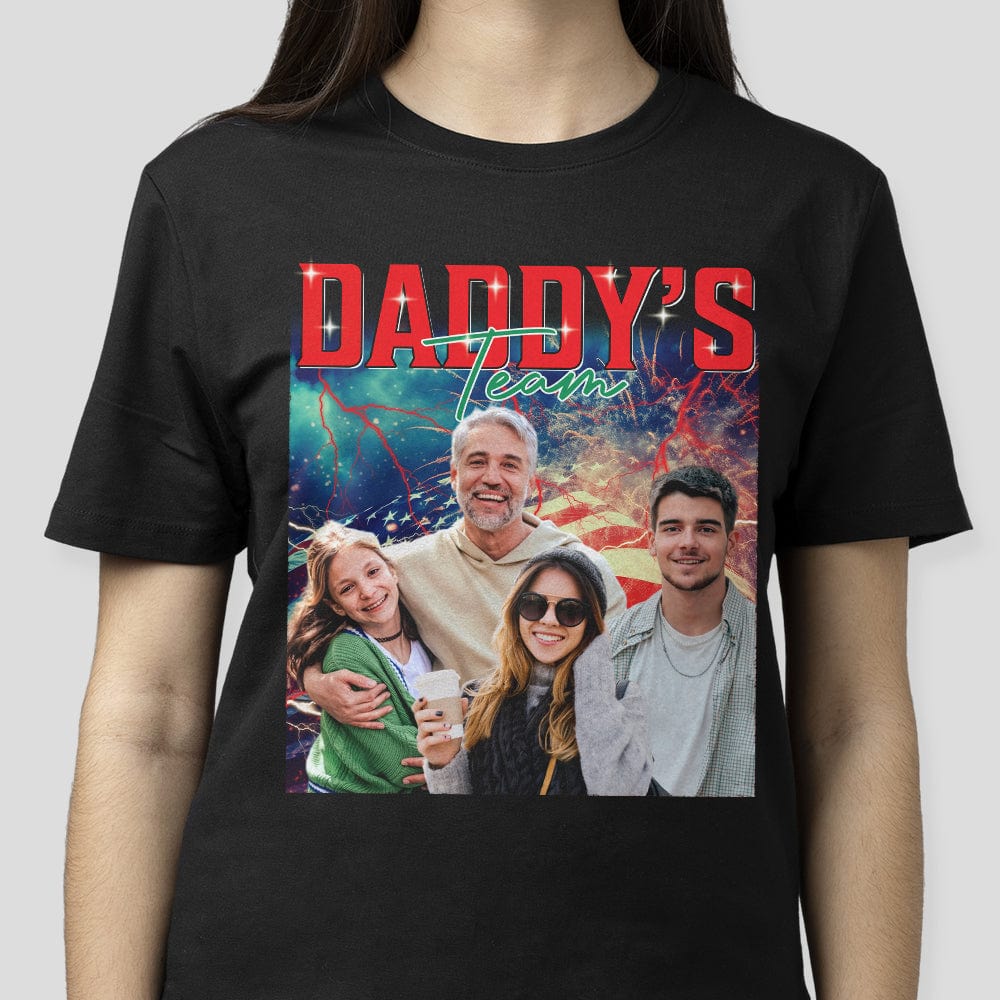 GeckoCustom Custom Photo Happy Father's Day Daddy‘s Team Dark Shirt N304 HO82 890706