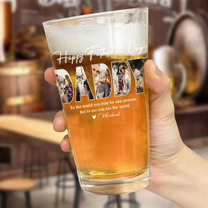 GeckoCustom Custom Photo Happy Father's Day Family Beer Glass TH10 891051 16oz / 1 side