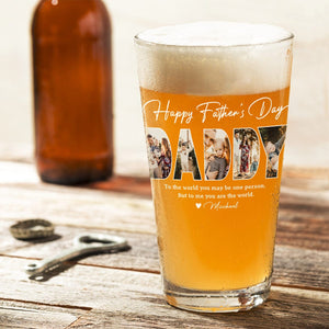 GeckoCustom Custom Photo Happy Father's Day Family Beer Glass TH10 891051 16oz / 1 side