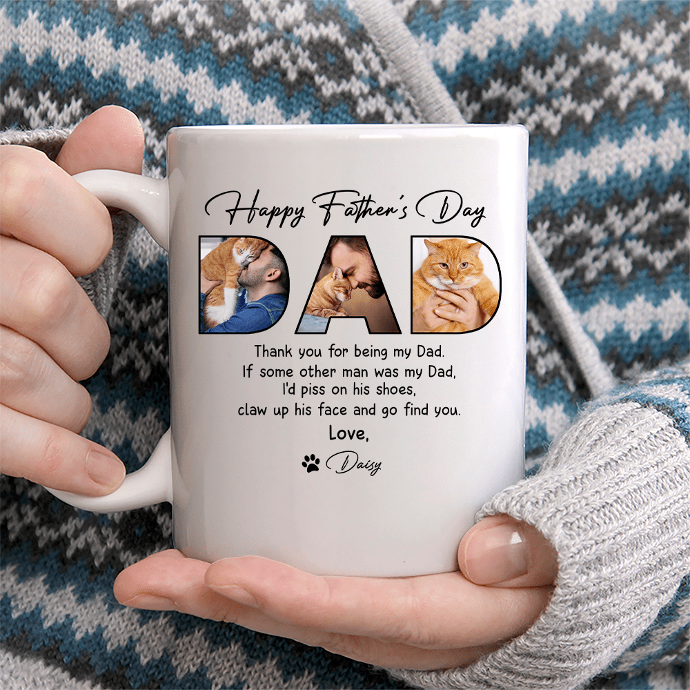 GeckoCustom Custom Photo Happy Father's Day For Cat Lover Mug TH10 890907