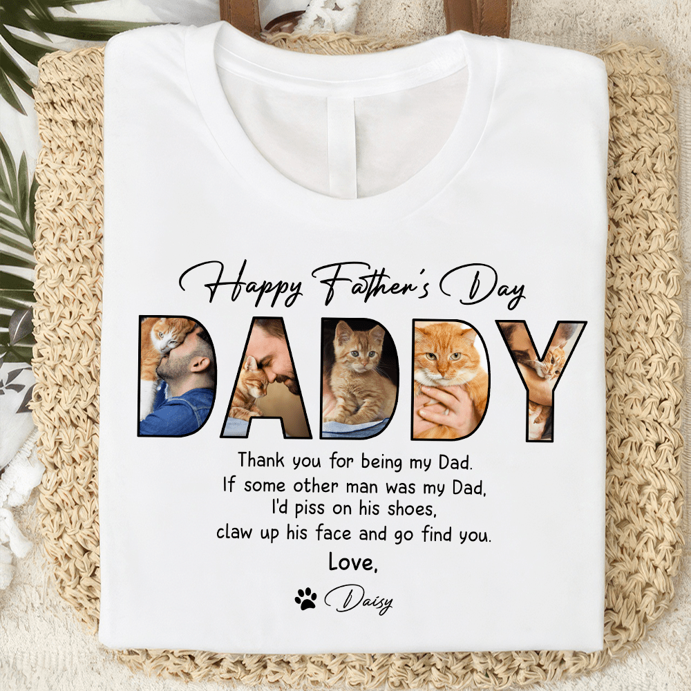 GeckoCustom Custom Photo Happy Father's Day For Cat Lover Shirt TH10 890893
