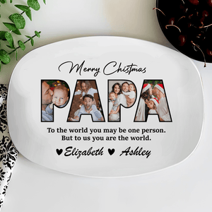 GeckoCustom Custom Photo Happy Father's Day, Merry Christmas Family Platter HA75 890712