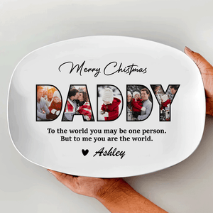 GeckoCustom Custom Photo Happy Father's Day, Merry Christmas Family Platter HA75 890712