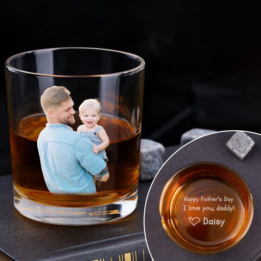 GeckoCustom Custom Photo Happy Father's Day Rock Glass TA29 890795