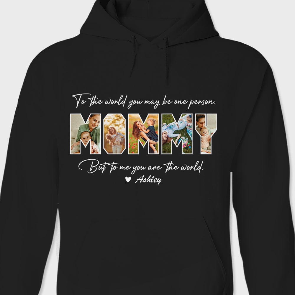 GeckoCustom Custom Photo Happy Mother's Day Gift Dark Shirt K228 962 Pullover Hoodie / Black Colour / S