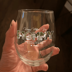 GeckoCustom Custom Photo Happy Mother's Day To Mom Stemless Wine Glass TH10 892257 14.5 oz