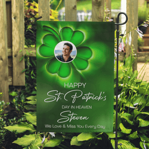 GeckoCustom Custom Photo Happy Patrick's Day In Heaven Memorial Garden Flag TH10 892287