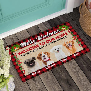 GeckoCustom Custom Photo Happy Pawliday Welcome To Our Home Dog Cat Pet Doormat HA75 891316