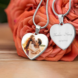 GeckoCustom Custom Photo Happy Valentine's Day Necklace TH10 892253 Silver-Plated With Square Box (Favorites)