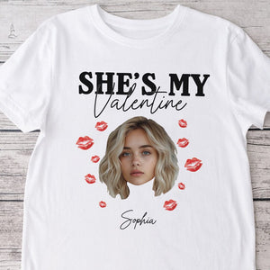 GeckoCustom Custom Photo He/She's My Valentine Couple Shirt HO82 893358