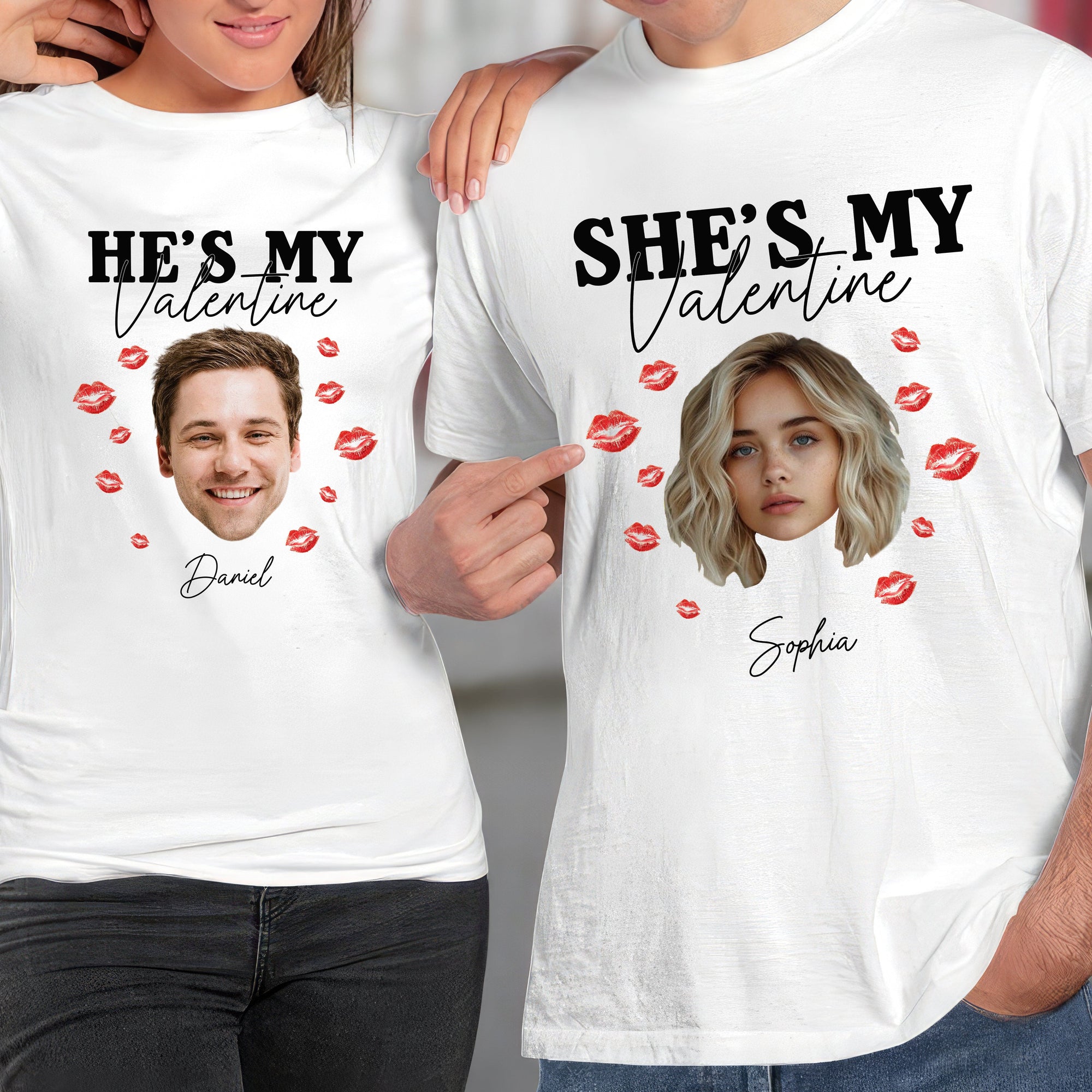 GeckoCustom Custom Photo He/She's My Valentine Couple Shirt HO82 893358