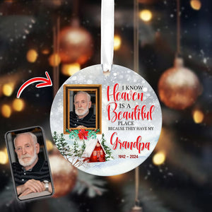 GeckoCustom Custom Photo Heaven is a Beautiful Place Memorial Ceramic Ornament K228 889993 3 inch