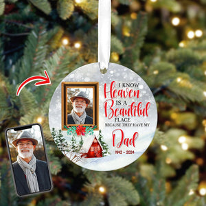 GeckoCustom Custom Photo Heaven is a Beautiful Place Memorial Ceramic Ornament K228 889993 3 inch