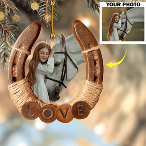 GeckoCustom Custom Photo Horseshoes For Horse Lovers Acrylic Ornament, Christmas Gift Idea DM01 891429