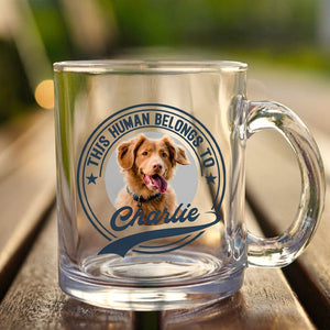 GeckoCustom Custom Photo Human Belongs To Dog Cat Pet Glass Mug HA75 891132 11oz / Frosted Mug