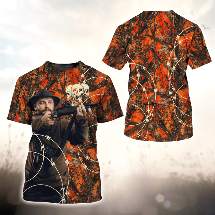 GeckoCustom Custom Photo Hunting With Camouflage Background T-Shirt N304 889846