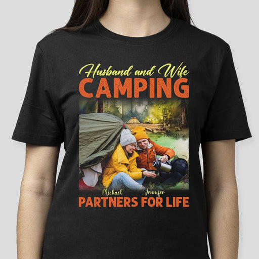 GeckoCustom Custom Photo Husband And Wife Camping Shirt DA199 890463