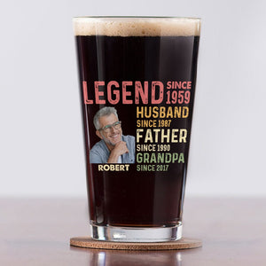 GeckoCustom Custom Photo Husband Father Legend Print Beer Glass TH10 891019 16oz