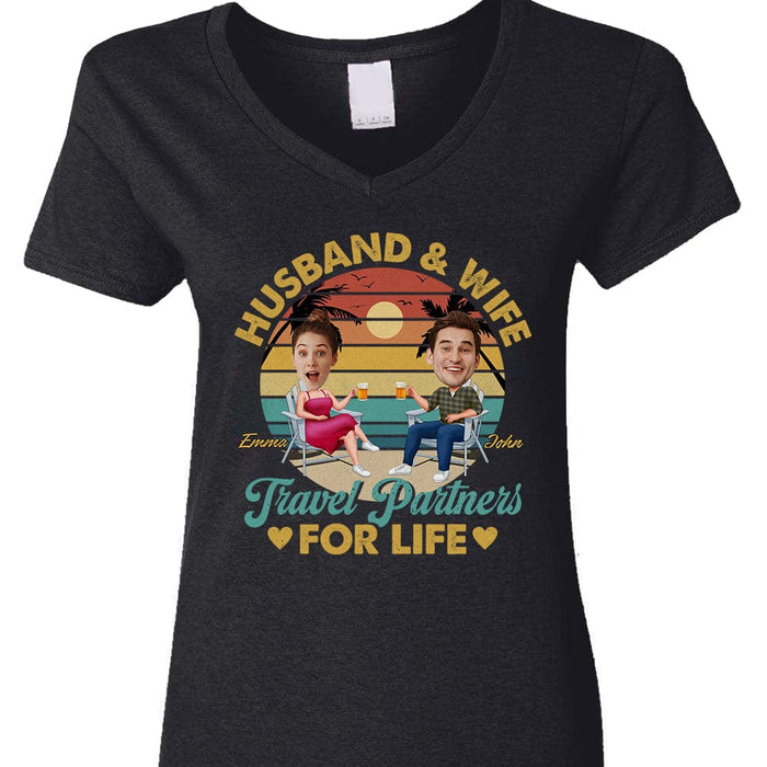 GeckoCustom Custom Photo Hussnband And Wife Travel Partners For Life Valentine Shirt TA29 890139