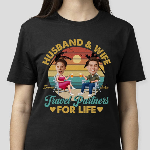 GeckoCustom Custom Photo Hussnband And Wife Travel Partners For Life Valentine Shirt TA29 890139